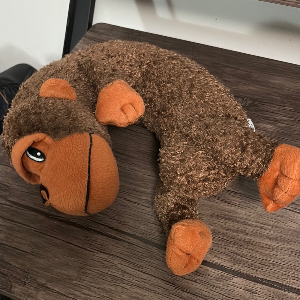 Brown and Orange Plush Monkey Neck Pillow